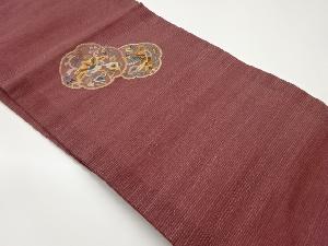 紗紬変わり鳥に抽象花葉模様織出し名古屋帯